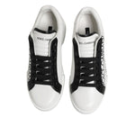 Dolce & Gabbana Black White Leather Portofino Sneaker Shoes
