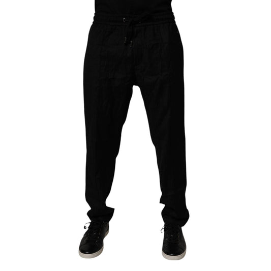 Dolce & Gabbana Black Wool Jogger Sweatpants Pants