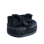 Dolce & Gabbana Blue White Cotton DG Logo Metal Buckle Belt