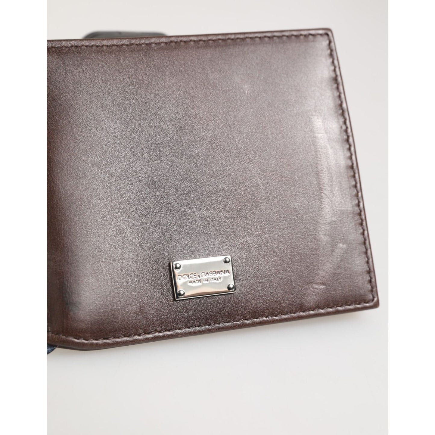 Dolce & Gabbana Brown Leather DG Logo Engrave Bifold Card Holder Wallet SMY11258