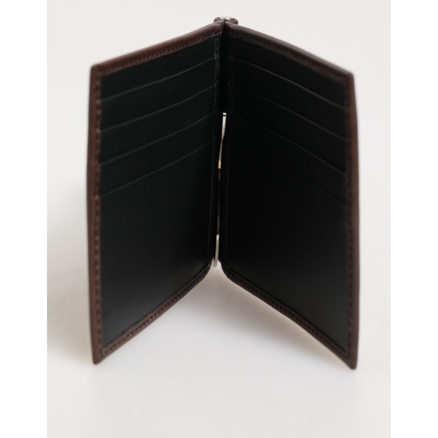 Dolce & Gabbana Brown Leather DG Logo Engrave Bifold Card Holder Wallet SMY11258
