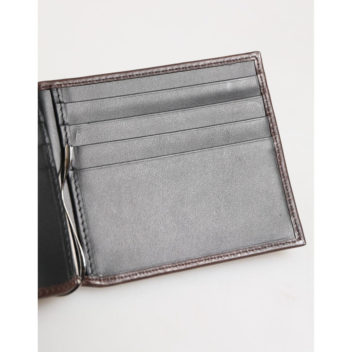 Dolce & Gabbana Brown Leather DG Logo Engrave Bifold Card Holder Wallet SMY11258