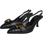Dolce & Gabbana Black Devotion Leather Heels Slingback Shoes LA11411-35