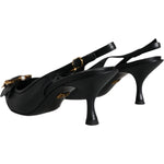 Dolce & Gabbana Black Devotion Leather Heels Slingback Shoes LA11411-35