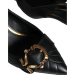 Dolce & Gabbana Black Devotion Leather Heels Slingback Shoes LA11411-35