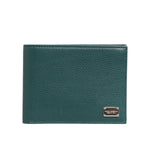 Dolce & Gabbana Green Leather DG Logo Engrave Men Bifold Card Holder Wallet SMY11277