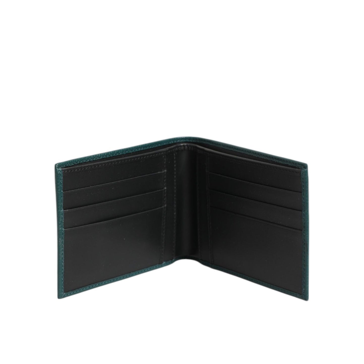 Dolce & Gabbana Green Leather DG Logo Engrave Men Bifold Card Holder Wallet SMY11277
