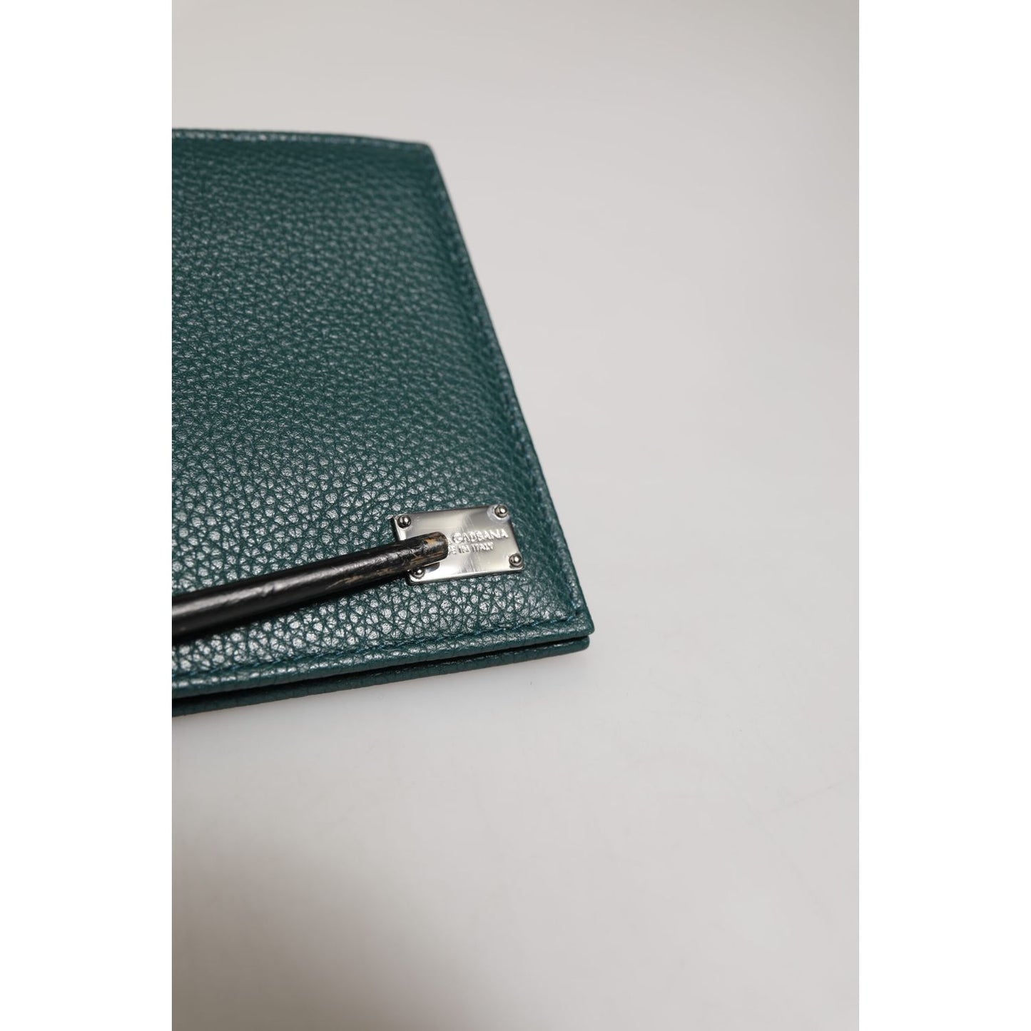 Dolce & Gabbana Green Leather DG Logo Engrave Men Bifold Card Holder Wallet SMY11277