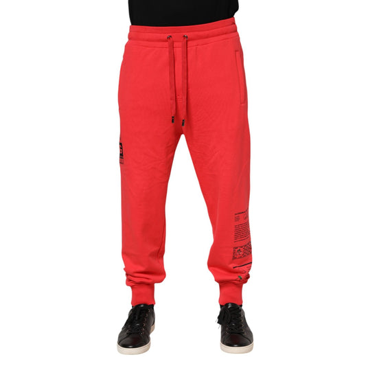 Dolce & Gabbana Red Cotton Men Jogger Sweatpants Pants