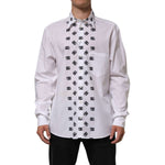 Dolce & Gabbana White Cotton Black DG Logo Long Sleeve Shirt