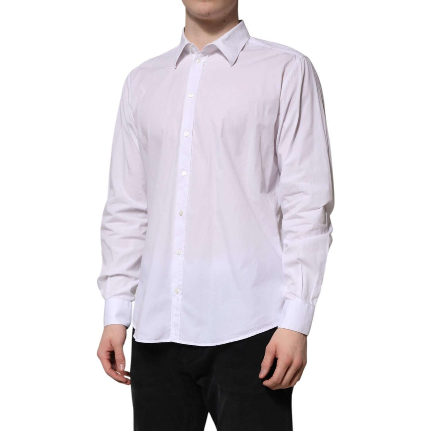Dolce & Gabbana White Cotton STAFF Long Sleeves Forma Shirt