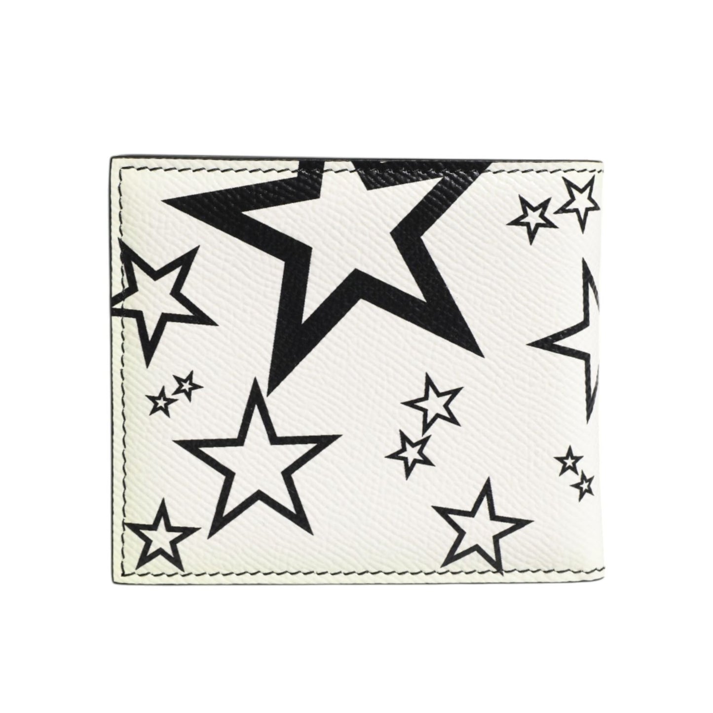 Dolce & Gabbana White Leather DG Star Logo Bifold Card Holder Wallet SMY11051
