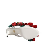 Dolce & Gabbana White Leather Floral Detailing Sandals Shoes