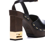 Fendi Decorative Heel Leather Pumps