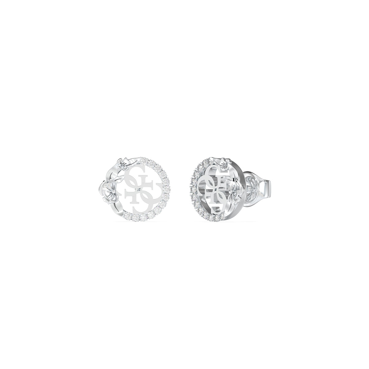 GUESS JEWELS JEWELRY Mod. JUBE05041JWRHT-U stylish silver earrings with crystal embellishments, elegant design