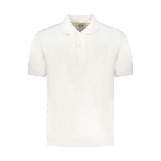 Guess Jeans White Cotton Men Polo Shirt with short sleeves and two-button placket, featuring Guess logo embroidery, made from 100% cotton.
