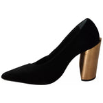 Jil Sander Black Leather Suede Block Heels Pumps Shoes LA9369-36