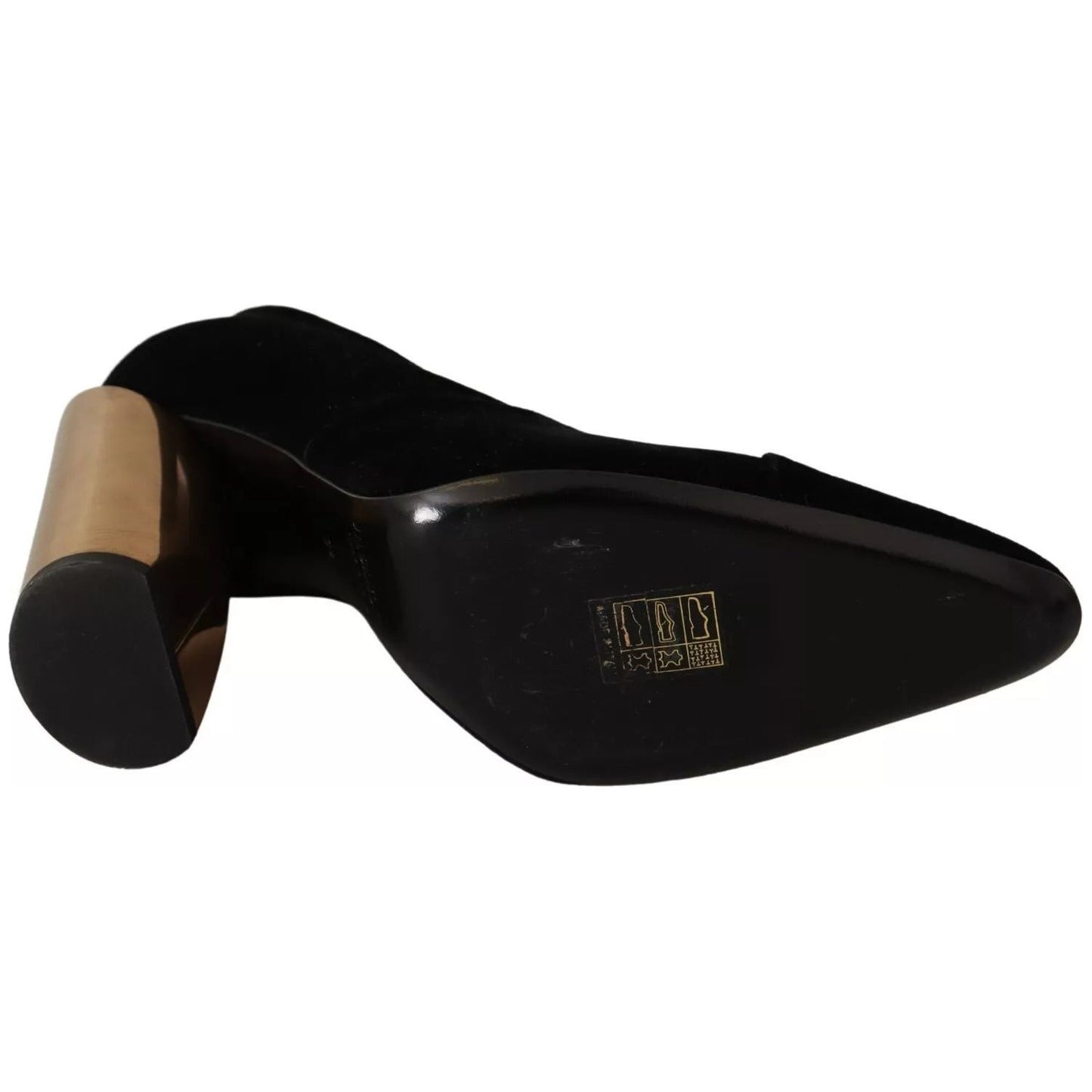 Jil Sander Black Leather Suede Block Heels Pumps Shoes LA9369-36