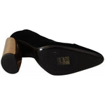 Jil Sander Black Leather Suede Block Heels Pumps Shoes LA9369-36