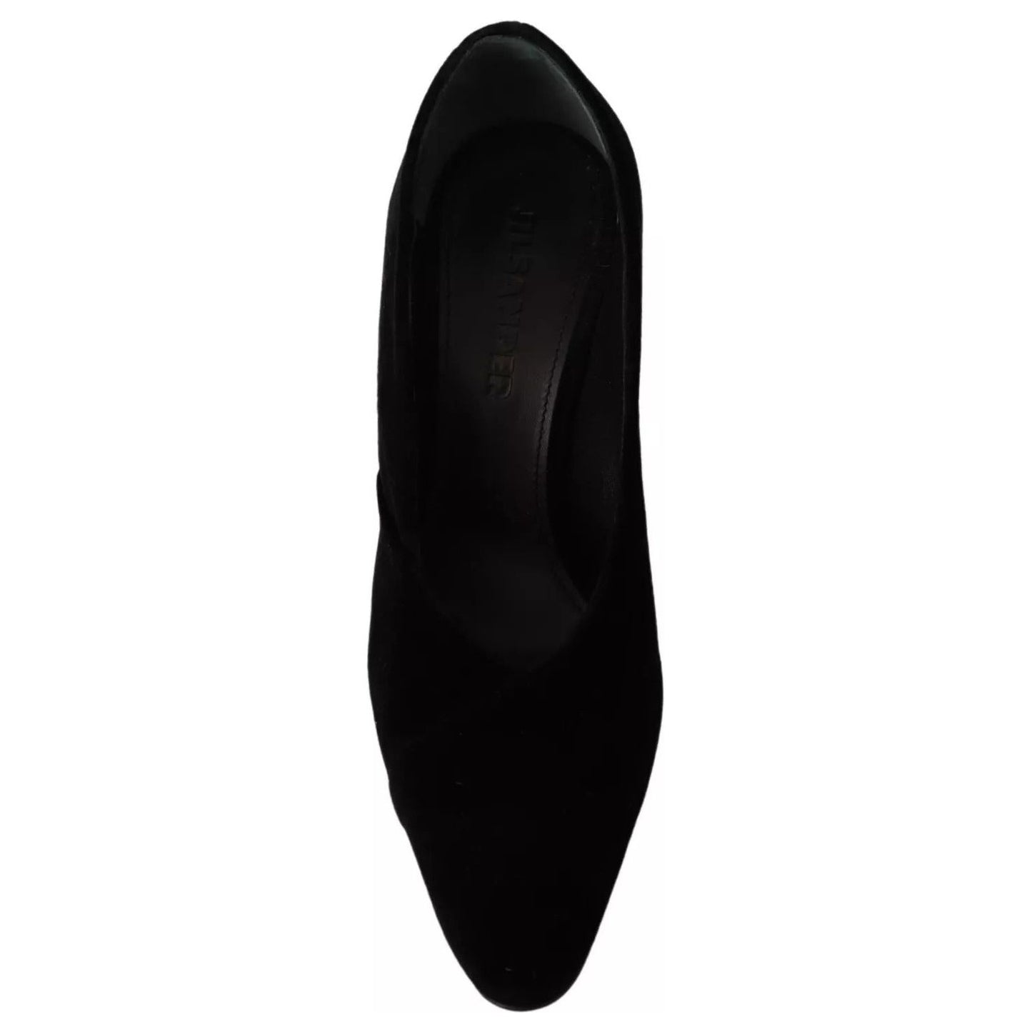 Jil Sander Black Leather Suede Block Heels Pumps Shoes LA9369-36