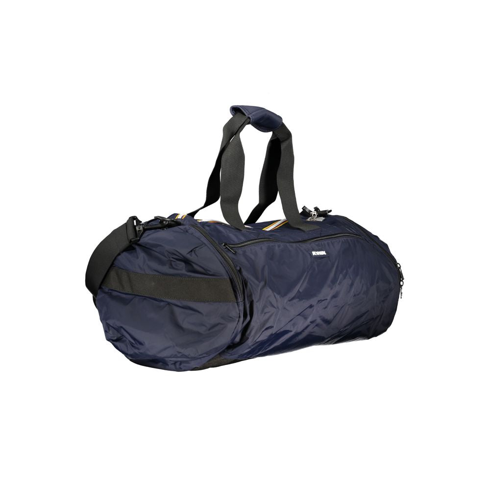 K-WAY Blue Polyamide Luggage And Travel bag with adjustable strap, three external pockets, zip closure, and contrasting details.