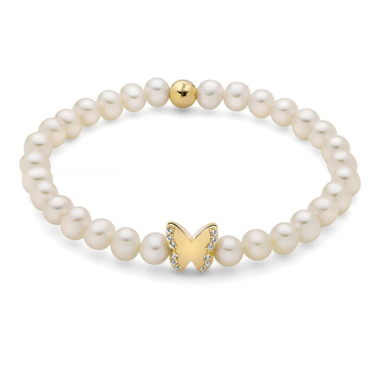MILUNA Mod. PBR3502G-TPZ pearl bracelet with butterfly accent, elegant jewelry design, luxurious accessory by Miluna