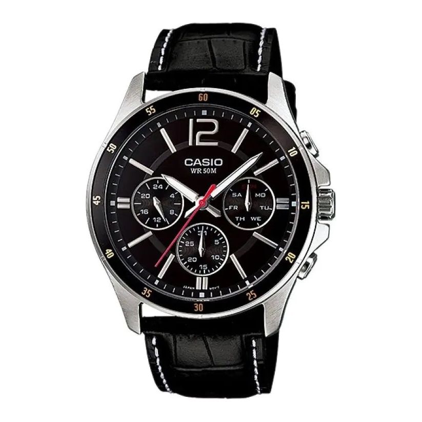 CASIO COLLECTION Mod. MULTIFUNCTION CALENDAR. LEATHER - BLACK MTP-1374L-1AVDF