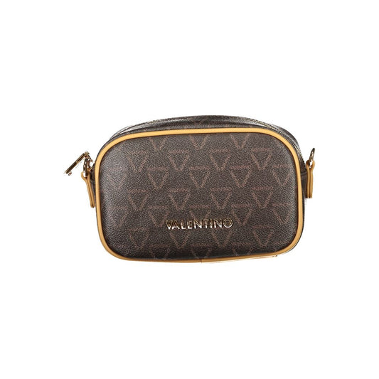 Mario Valentino Brown Polyethylene Handbag with adjustable strap, zip closure, and recycled materials, featuring 2 internal pockets.