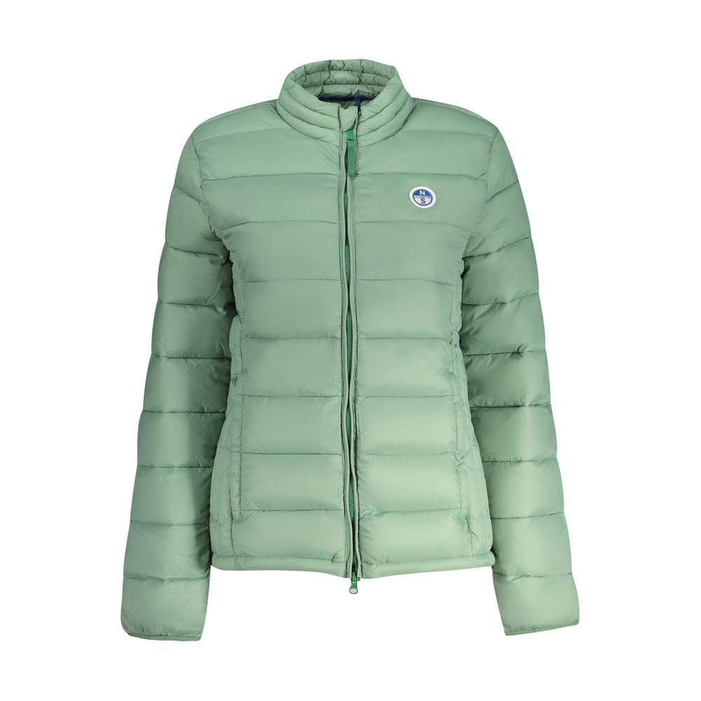 North Sails Green Polyamide Jackets & Coat with logo, long sleeves, zipper, and four external pockets