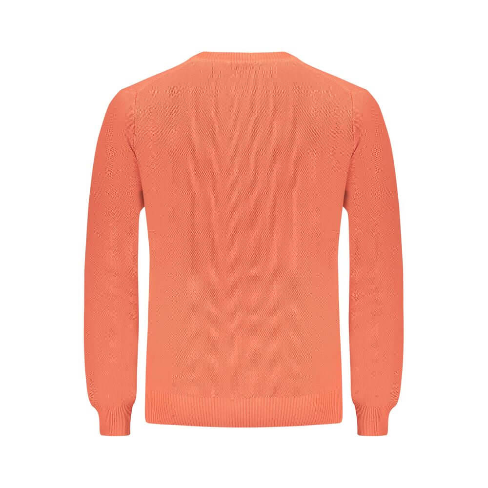 Back view of North Sails Pink Cotton Sweater with long sleeves and crew neck, featuring elegant logo detail.