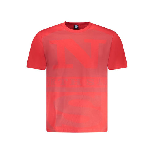 North Sails Red Cotton Men T-Shirt with bold print and logo, showcasing nautical style and comfort for urban fashion.