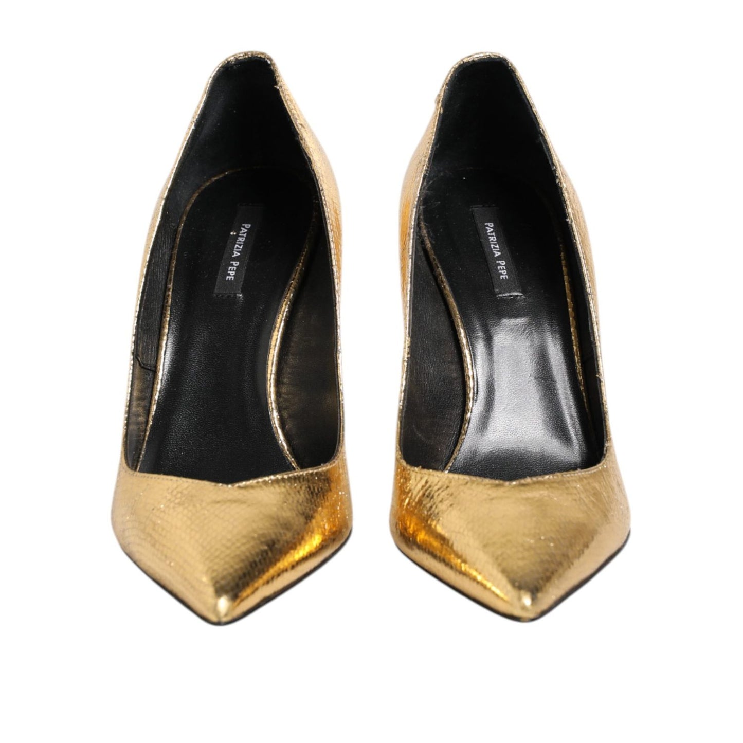 Patrizia Pepe Gold Patent Leather High Heels Pump Shoes