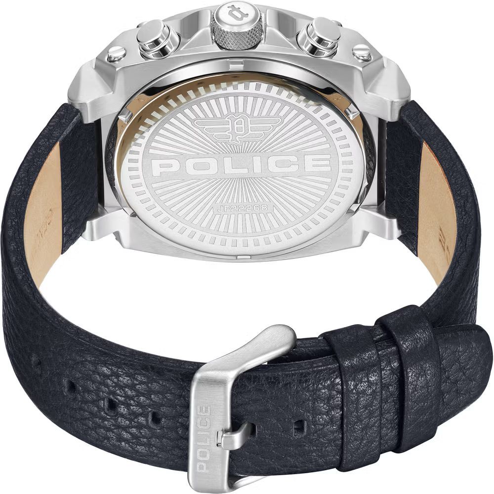 Police Blue Leather Dress Watch