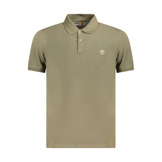 Timberland Green Cotton Polo Shirt, slim fit with short sleeves, 2 buttons, embroidery, logo.