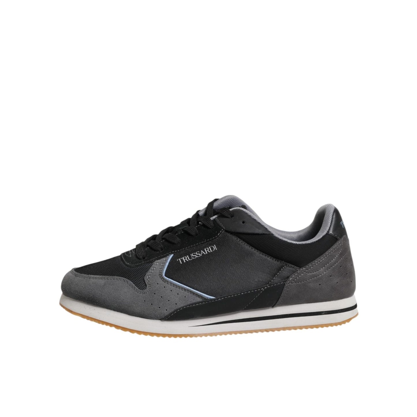 Trussardi Black Gray Lace Up Low Top Casual Sneakers Shoes