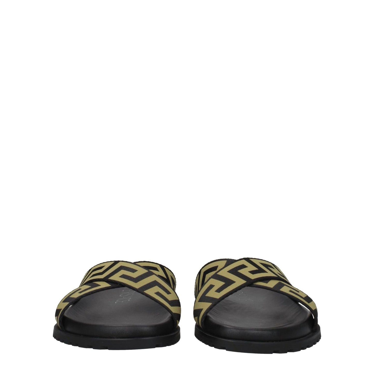 Versace Black Fabric Slippers Sandals