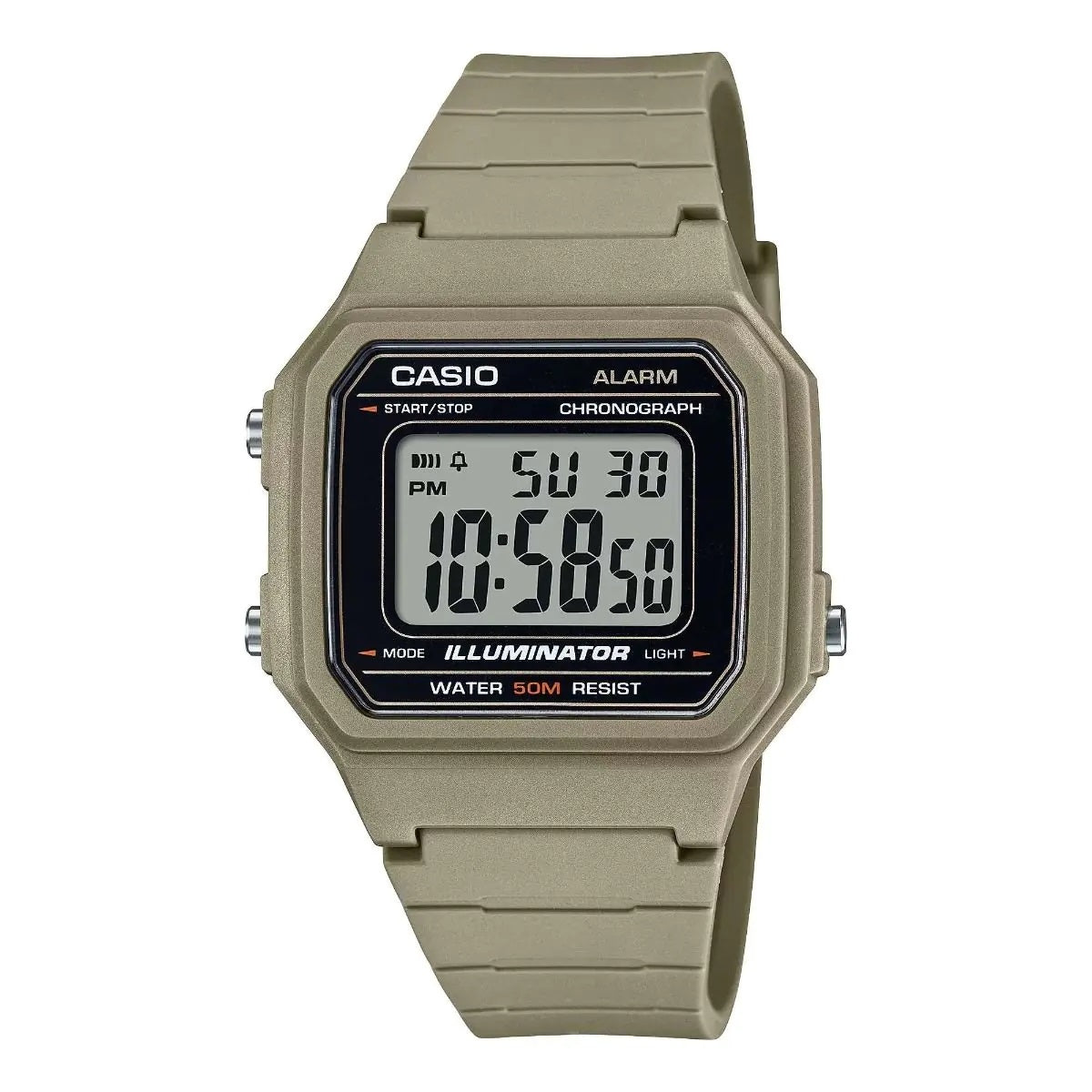 CASIO TIMELESS COLLECTION Mod. SPORT ILLUMINATOR WR 50M. ALARM. CHRONOGRAPH - SAND W-217H-5AVDF
