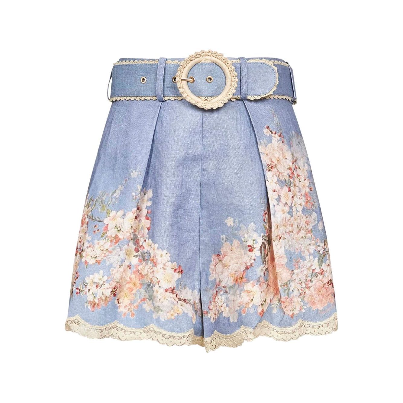 Zimmermann Floral-print belted shorts Short trousers