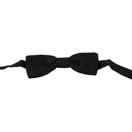 Dolce & Gabbana Black Polka Dots Silk Adjustable Neck Papillon Men Bow Tie FT1037