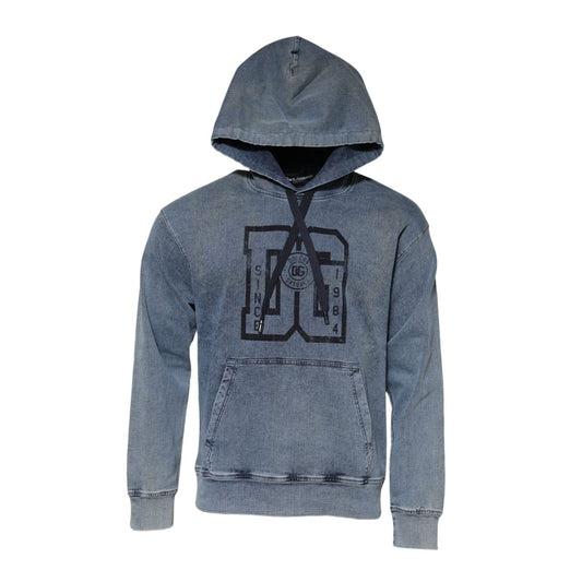 Dolce & Gabbana Blue Cotton Logo Hooded Sweatshirt Sweater1728,67345645728,Blue,Clothing,Dolce & Gabbana,Hoodies - Sweaters - Clothing,IT48 | M,Material: 80%Cotton+20%Elastane,Men,Preowned / Defect,Sweaters - Clothing,Sweatshirts - Sweaters - Clothing