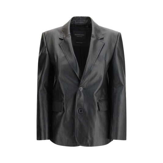 Balenciaga Black Calf Leather Bos Taurus Leather Jacket