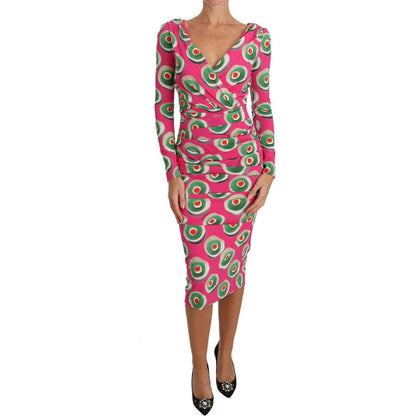Dolce & Gabbana Pink Silk Cup Cake Sheath Stretch Dress