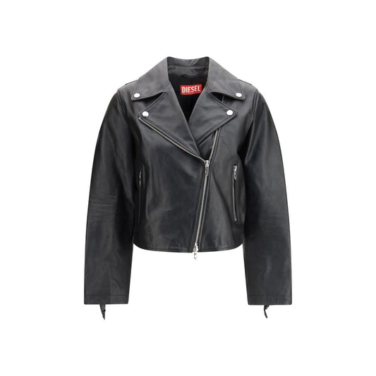 Diesel Black Calf Leather Bos Taurus Leather Jacket