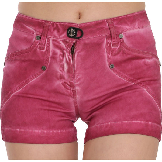 PLEIN SUD Pink Mid Waist Cotton Mini Denim Shorts