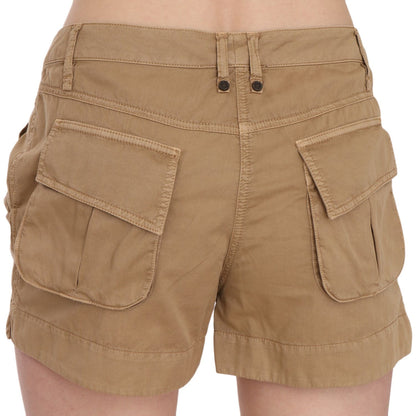 PLEIN SUD Brown Mid Waist 100% Cotton Mini Shorts