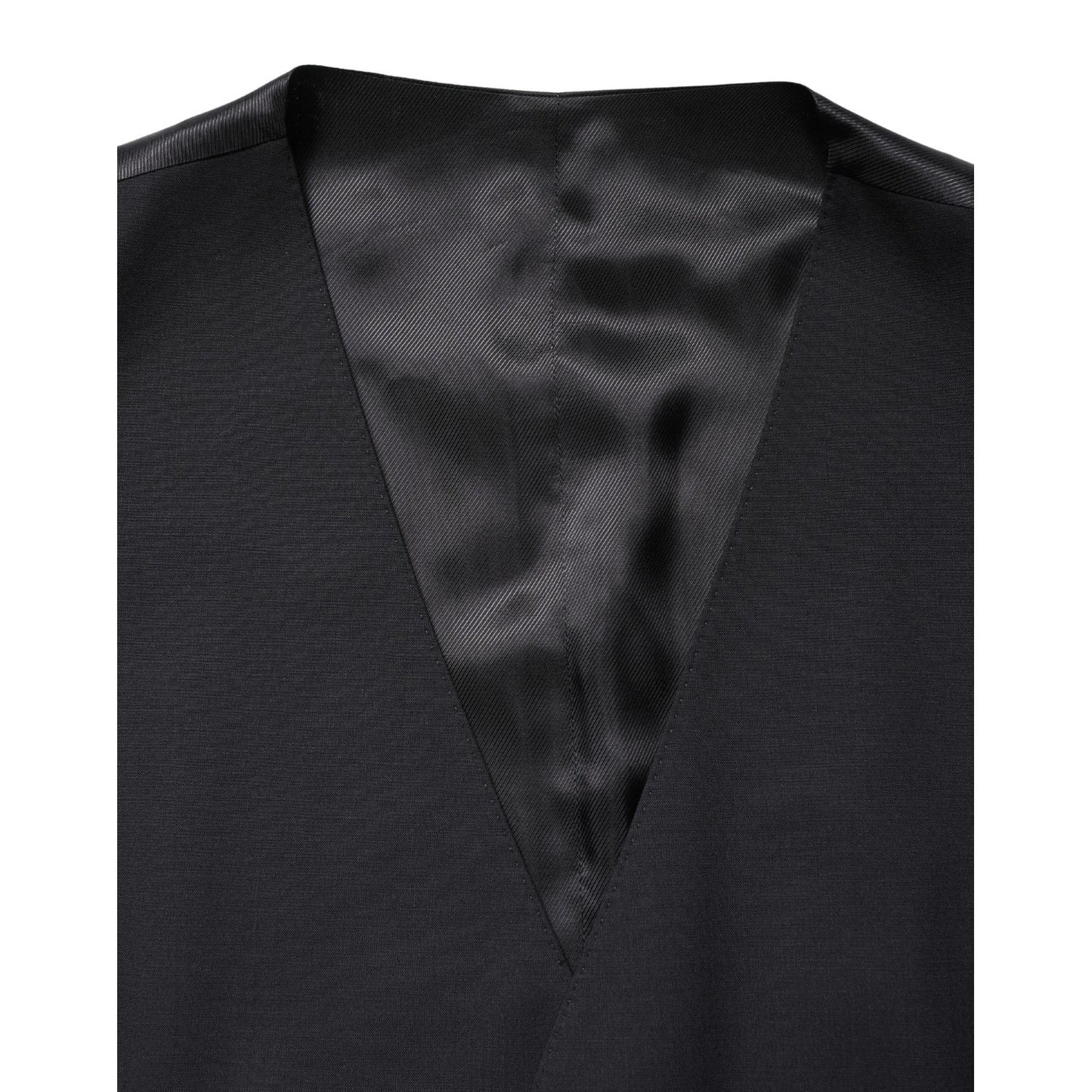 Dolce & Gabbana Black Wool Single Breasted Waistcoat Vest