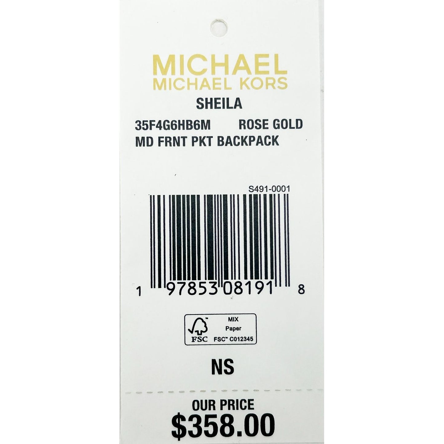 Michael Kors Sheila Medium PVC Backpack Bookbag