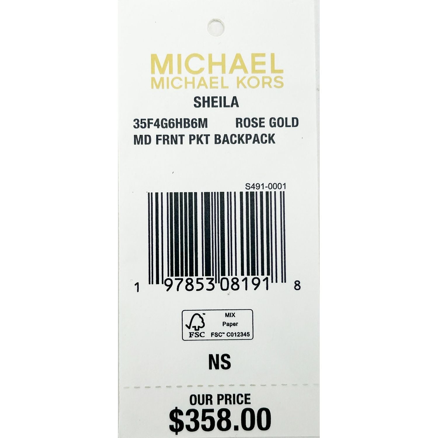 Michael Kors Sheila Medium PVC Backpack Bookbag