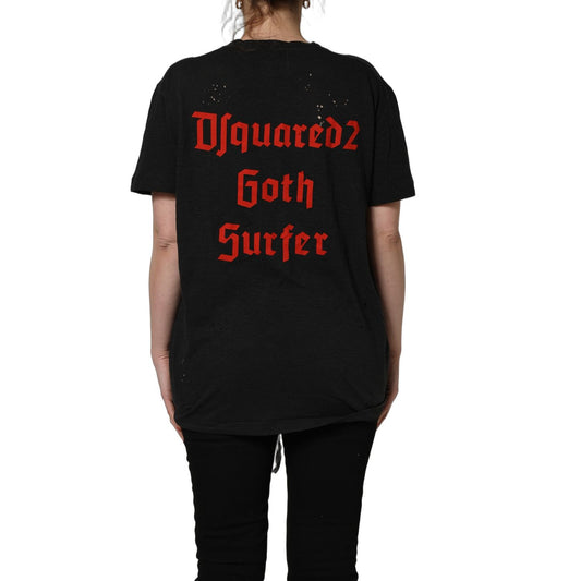 Dsquared² Black Chain Embellished Cotton Short Sleeve T-shirt