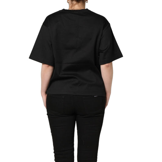 Dolce & Gabbana Black Jersey Graphic Short Sleeve Crew Neck T-shirt